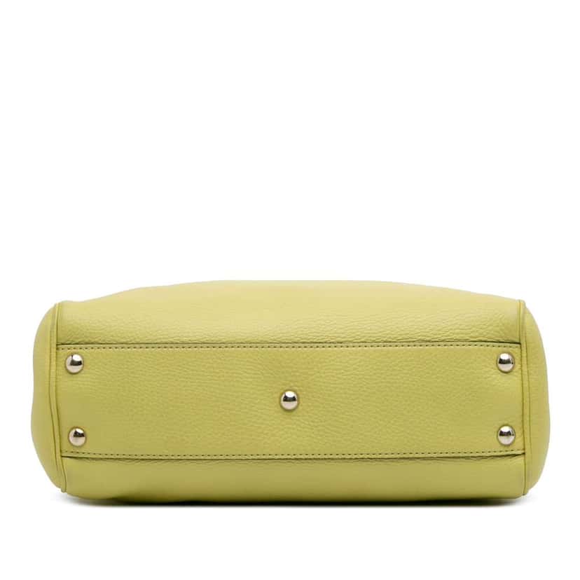Gucci Small Calfskin Bamboo Shopper Satchel Yellow Leather Good condition - Inside View