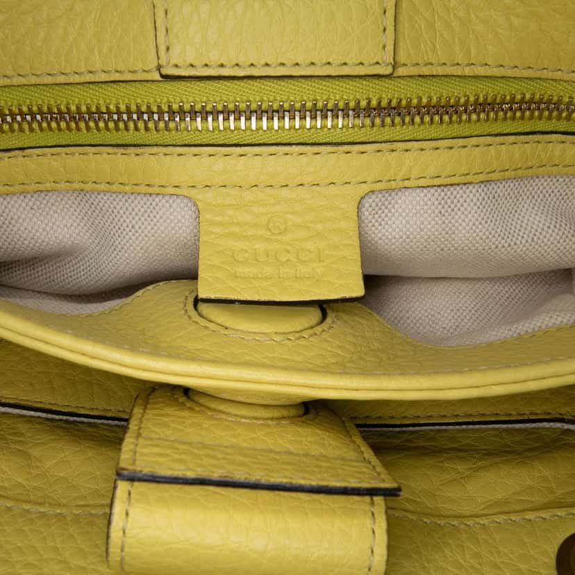 Gucci Small Calfskin Bamboo Shopper Satchel Yellow Leather Good condition - Box View
