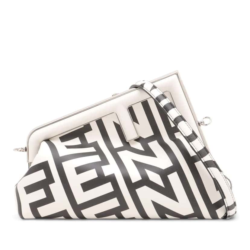 Fendi Marc Jacobs Midi Nappa Logo Print Fendi First Crossbody White Leather Good condition - Front View