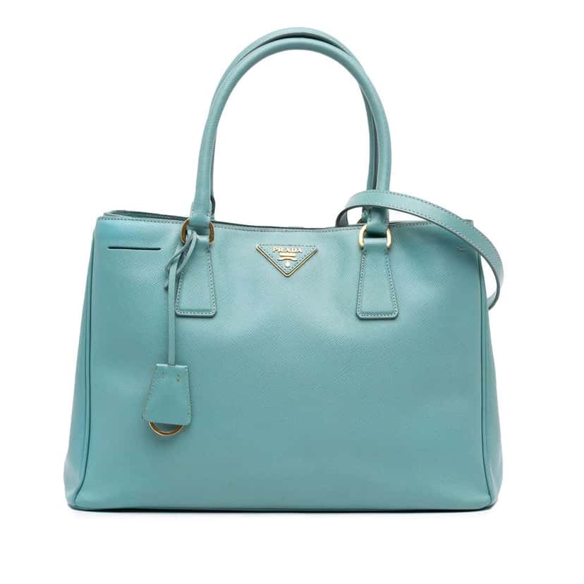 Prada Medium Saffiano Lux Galleria Satchel Blue Leather Good condition - Front View