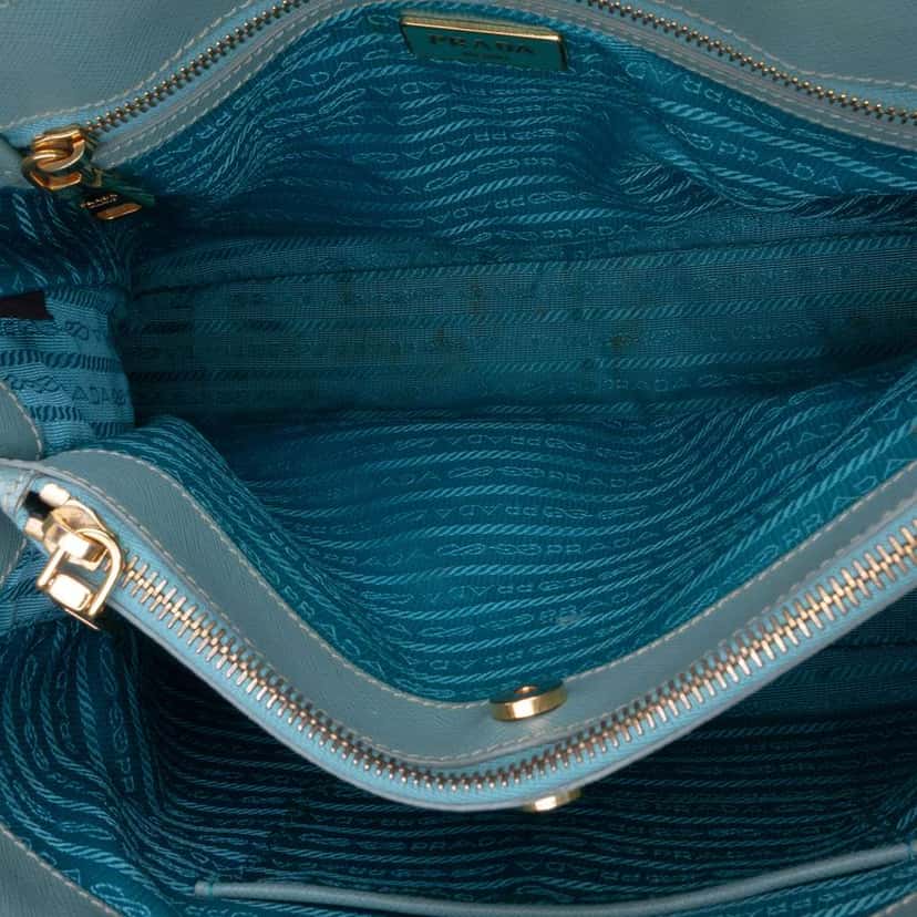 Prada Medium Saffiano Lux Galleria Satchel Blue Leather Good condition - Box View