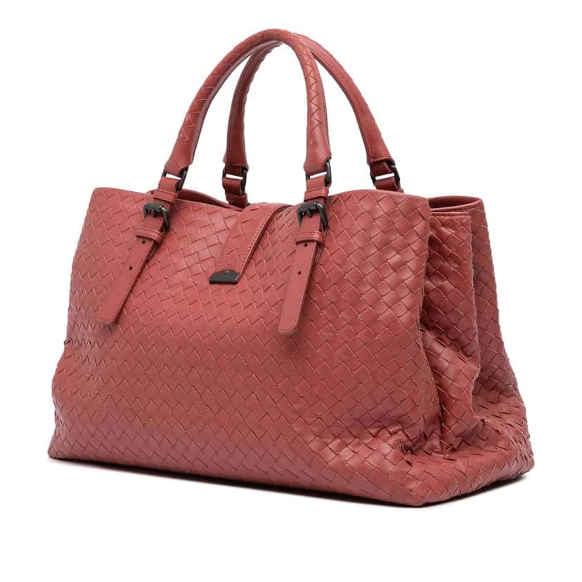 Bottega Veneta Medium Nappa Intrecciato Roma Tote Red Leather Good condition - Back View