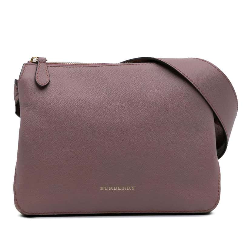 Burberry Small Grained Calfskin House Check Helmsley Crossbody Pink Leather Good condition - Front View