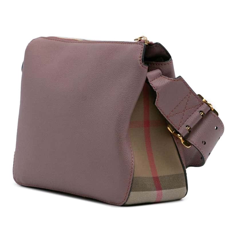 Burberry Small Grained Calfskin House Check Helmsley Crossbody Pink Leather Good condition - Back View