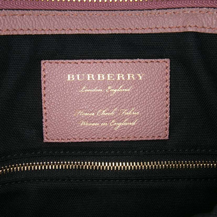 Burberry Small Grained Calfskin House Check Helmsley Crossbody Pink Leather Good condition - Box View
