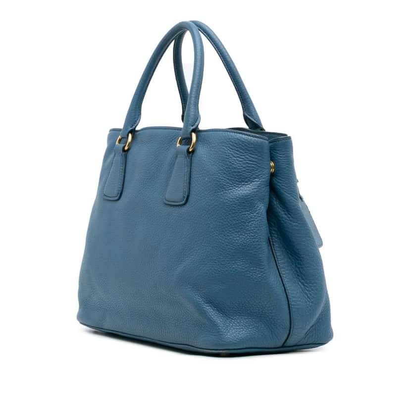 Prada Vitello Daino Open Convertible Tote Blue Leather Very good condition - Back View