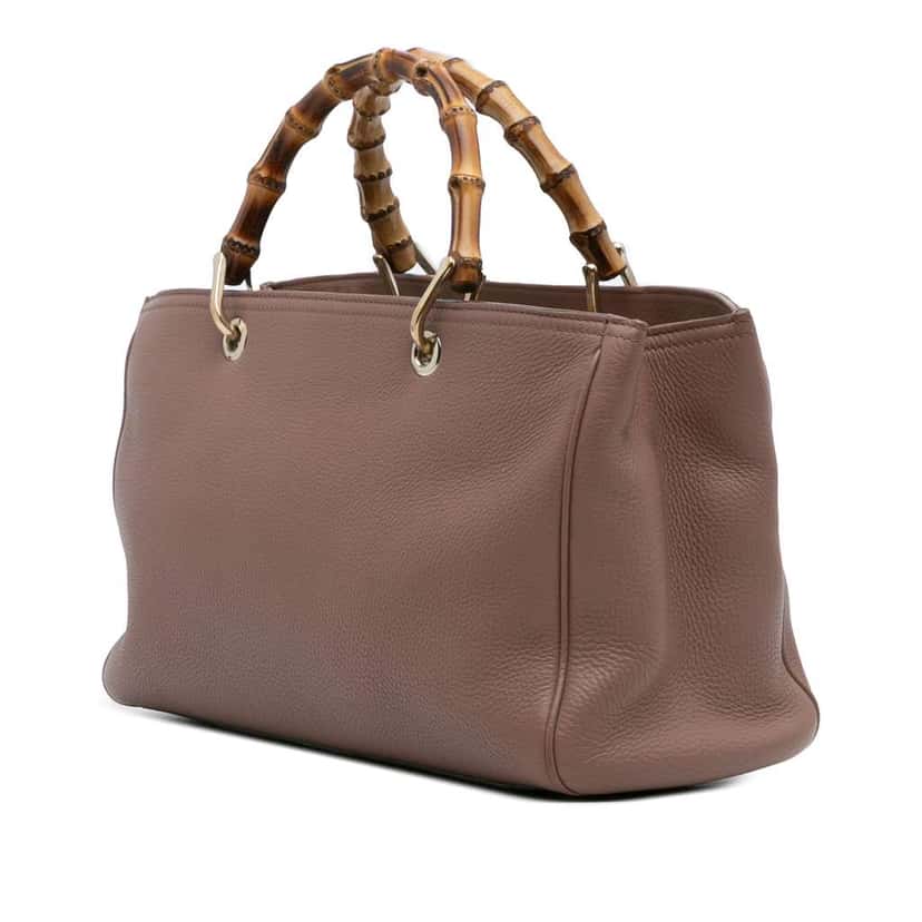 Gucci Medium Calfskin Bamboo Shopper Satchel Brown Leather Good condition - Back View