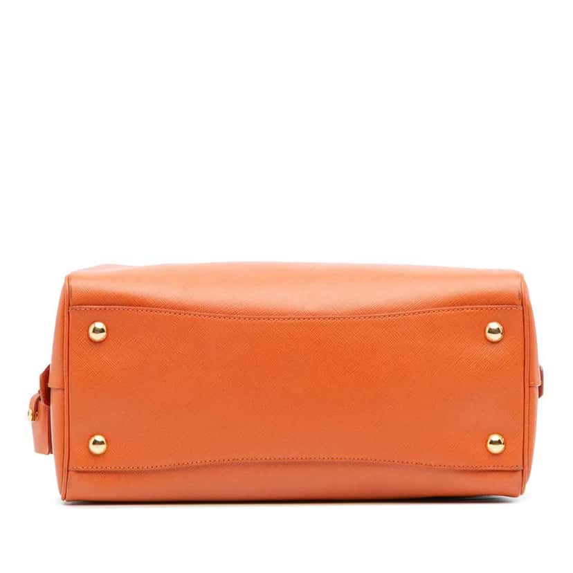 Prada Saffiano Lux Bauletto Satchel Orange Leather Good condition - Inside View