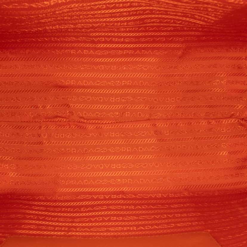 Prada Saffiano Lux Bauletto Satchel Orange Leather Good condition - Model View