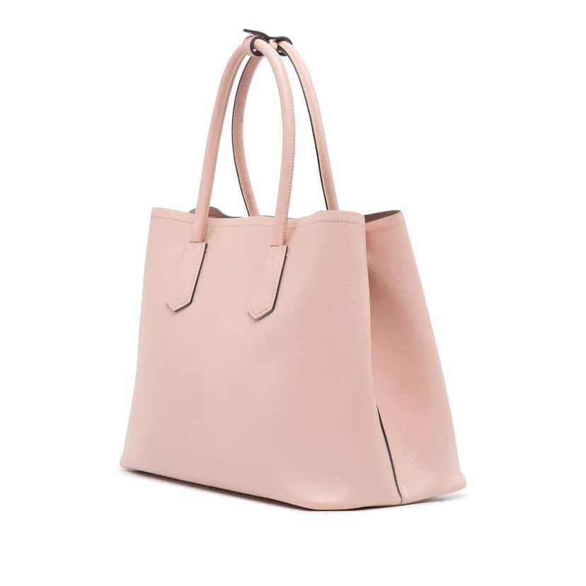 Prada Medium Saffiano Cuir Double Satchel Pink Leather Fair condition - Back View