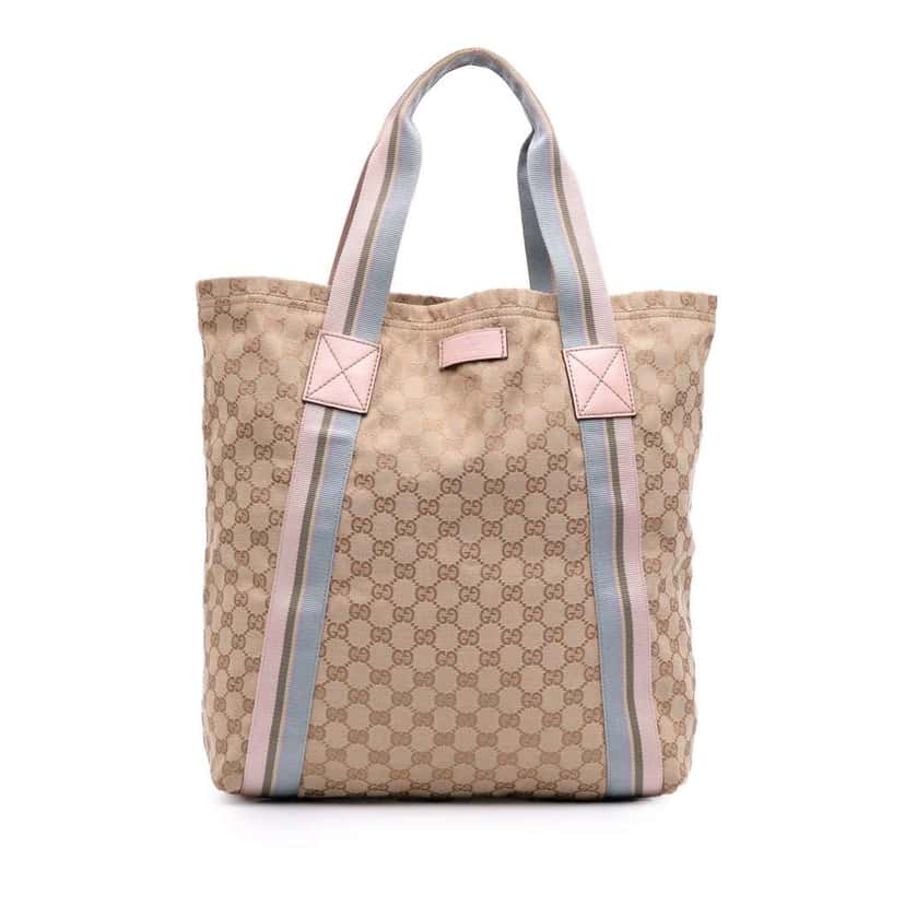Gucci GG Canvas Web Tote Brown Canvas Good condition - Front View