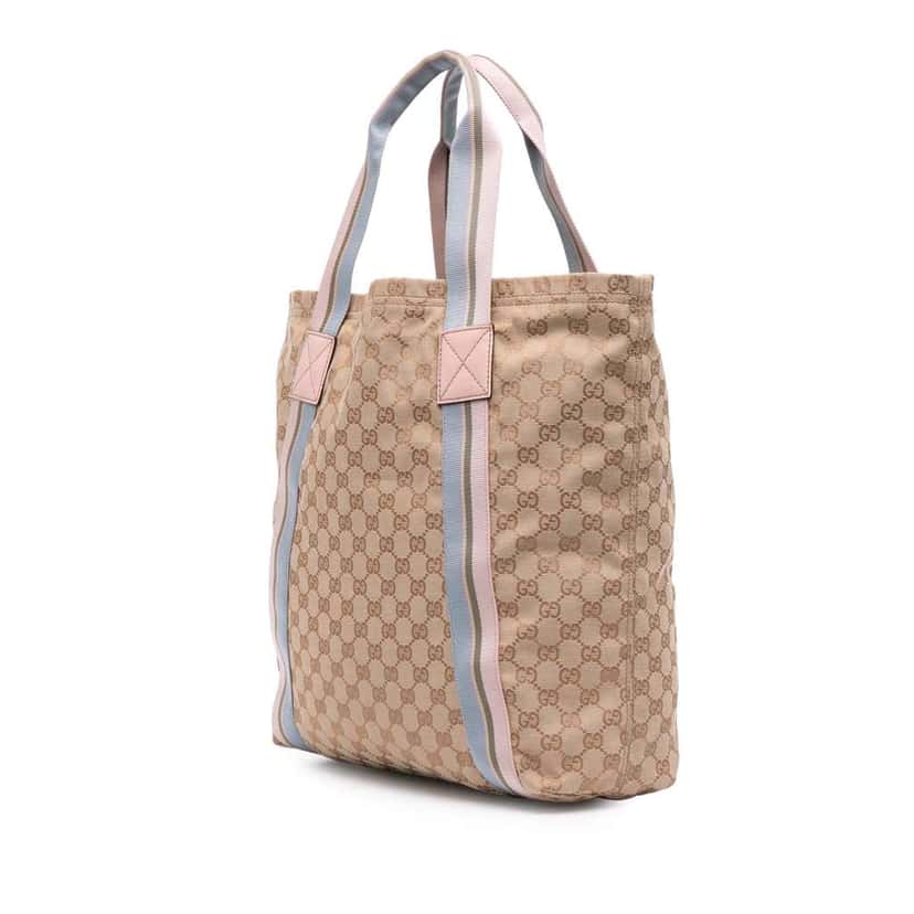 Gucci GG Canvas Web Tote Brown Canvas Good condition - Back View