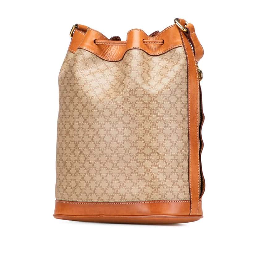 Celine Macadam Coated Canvas Drawstring Bucket Bag Brown Canvas Good condition - Back View