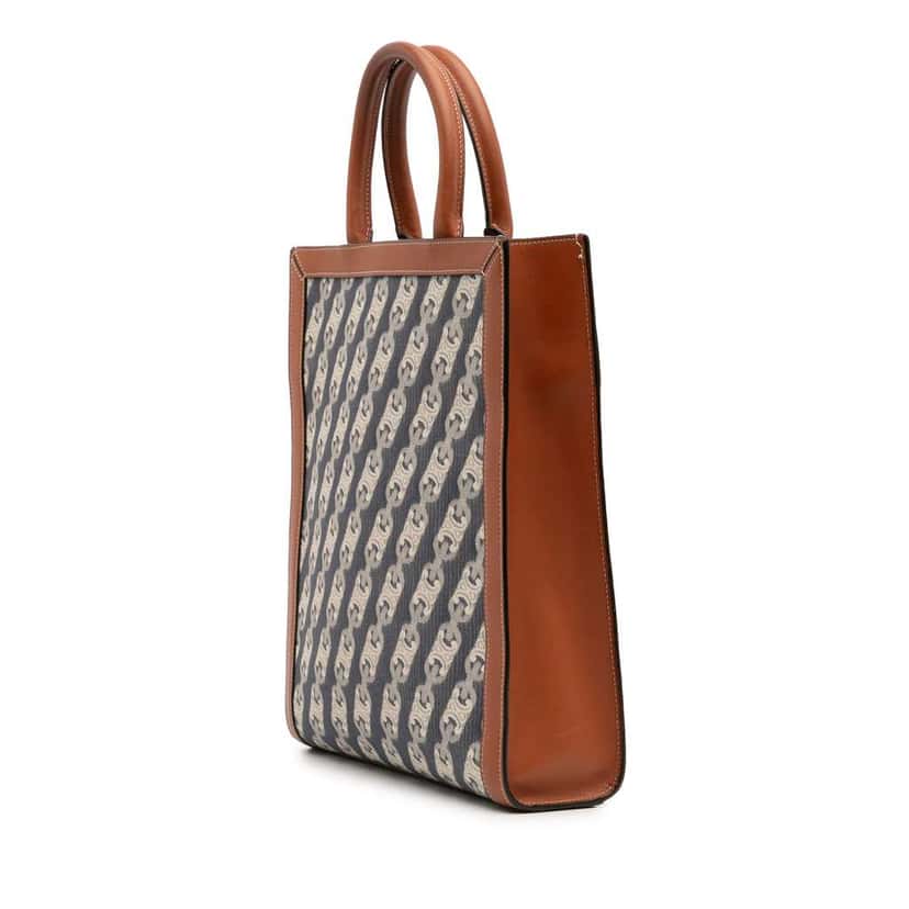 Celine Small Triomphe Canvas Maillon Vertical Cabas Satchel Blue Canvas Good condition - Back View