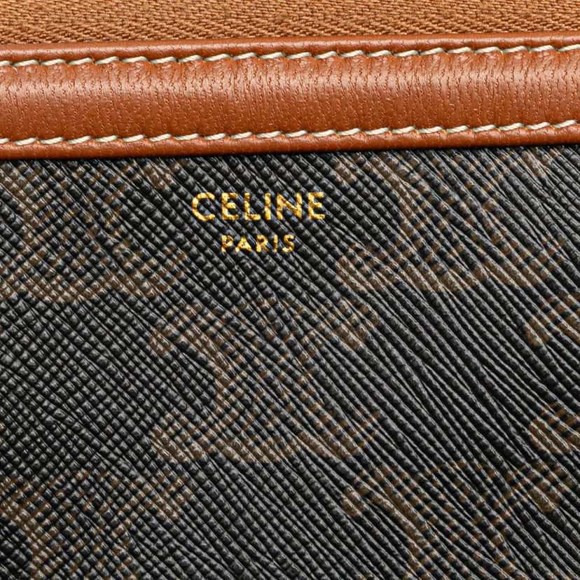 Celine Triomphe Coated Canvas Clutch On Chain Brown Canvas Very good condition - Box View