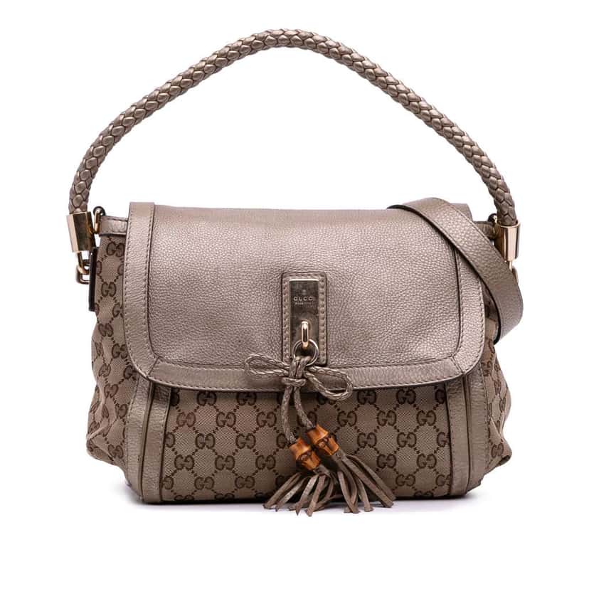 Gucci GG Canvas Bella Flap Satchel Brown Canvas Good condition - Front View
