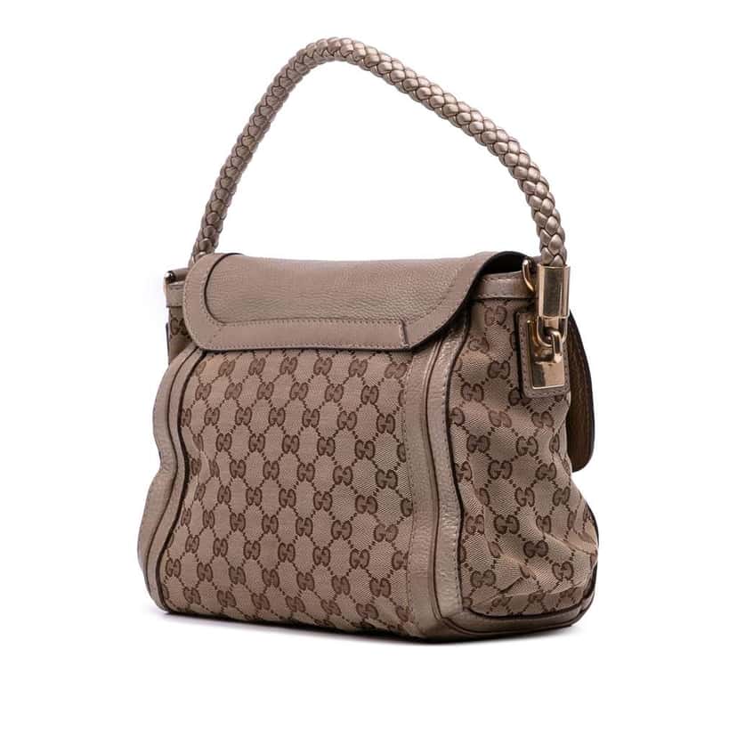 Gucci GG Canvas Bella Flap Satchel Brown Canvas Good condition - Back View