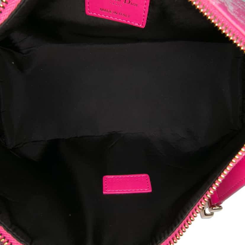 Dior Medium Technical Fabric Toile de Jouy Reverse DiorTravel Nomad Pouch Pink Polyester Very good condition - Model View