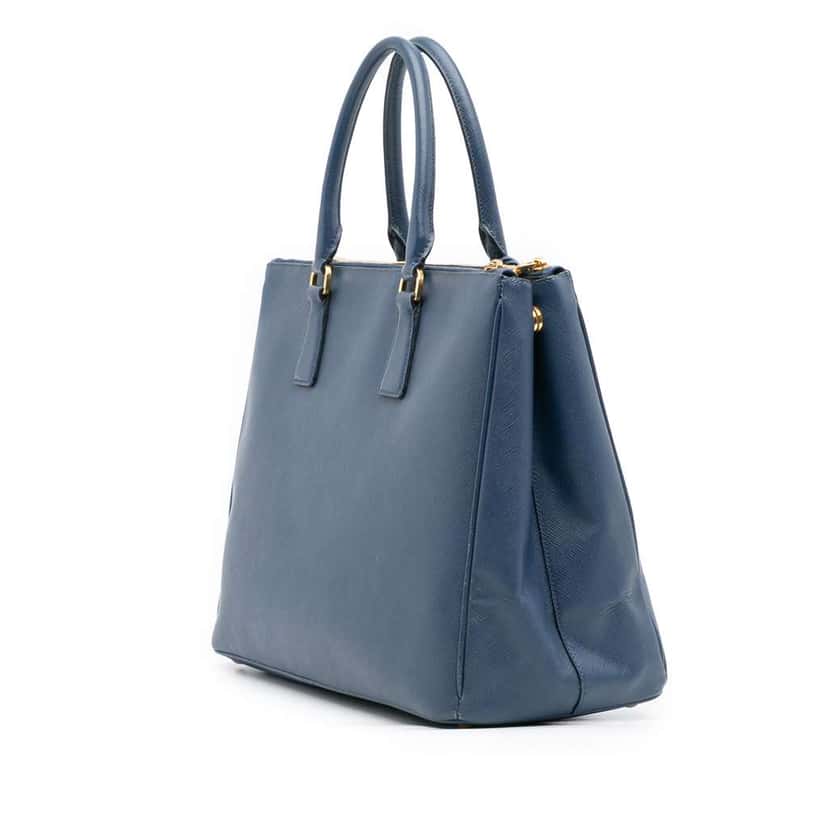 Prada Large Saffiano Lux Galleria Double Zip Tote Blue Leather Very good condition - Back View