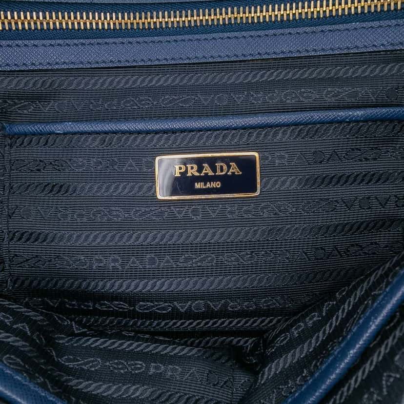 Prada Large Saffiano Lux Galleria Double Zip Tote Blue Leather Very good condition - Box View