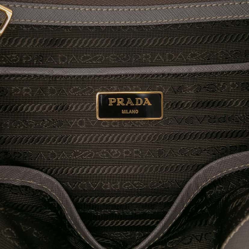 Prada Large Saffiano Lux Galleria Double Zip Satchel Grey Leather Good condition - Box View