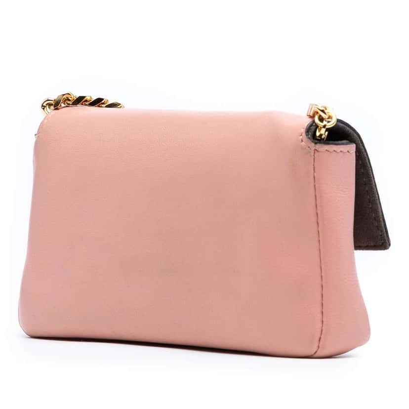 Fendi Micro Nappa Baguette Satchel Pink Leather Good condition - Back View