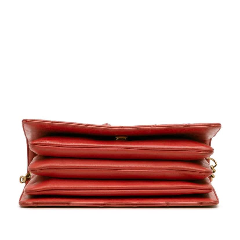 Saint Laurent Diamond Quilted Lambskin Angie Chain Bag Red Leather Very good condition - Inside View
