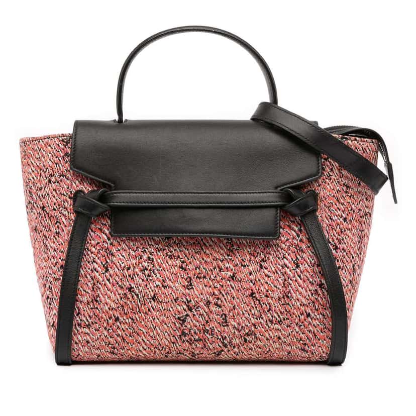 Celine Micro Tweed Belt Satchel Pink Tweed Very good condition - Front View