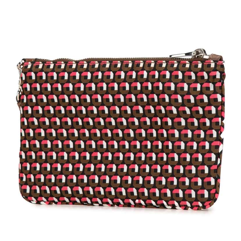 Prada Tessuto Stampato Wristlet Clutch Brown Good condition - Back View