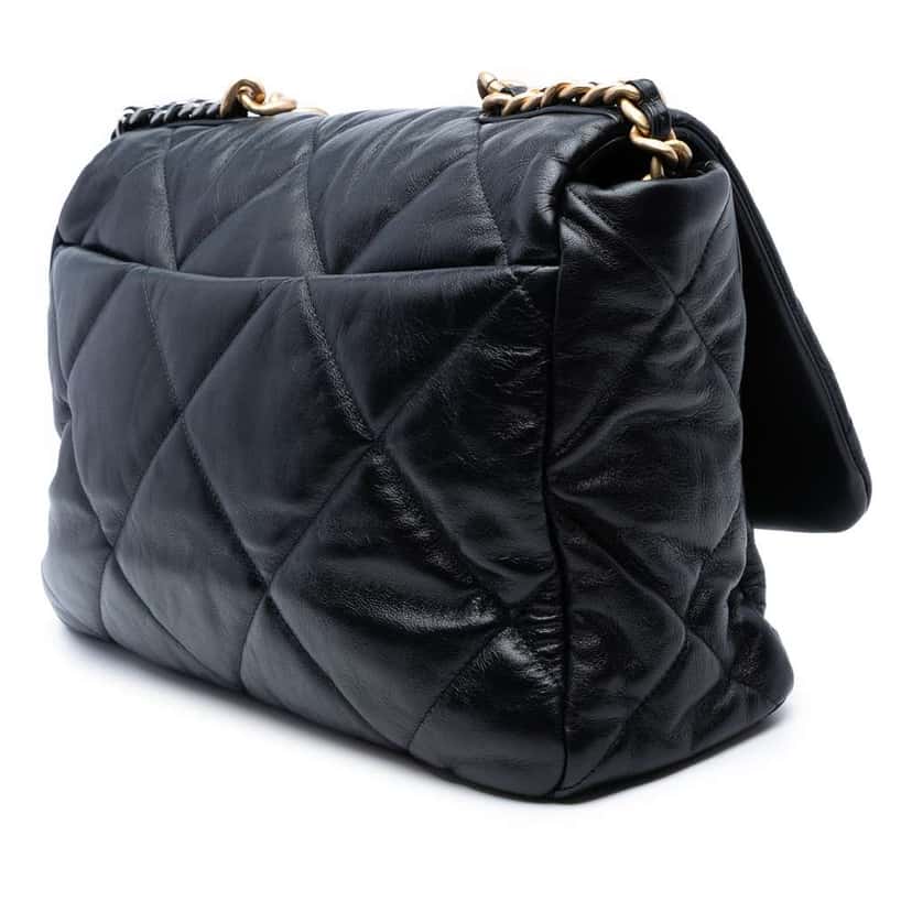 Chanel Maxi Lambskin 19 Flap Black Leather Good condition - Back View