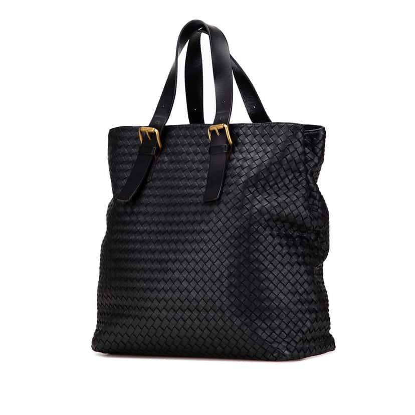 Bottega Veneta Nappa Intrecciato Belted Tote Black Leather Good condition - Back View