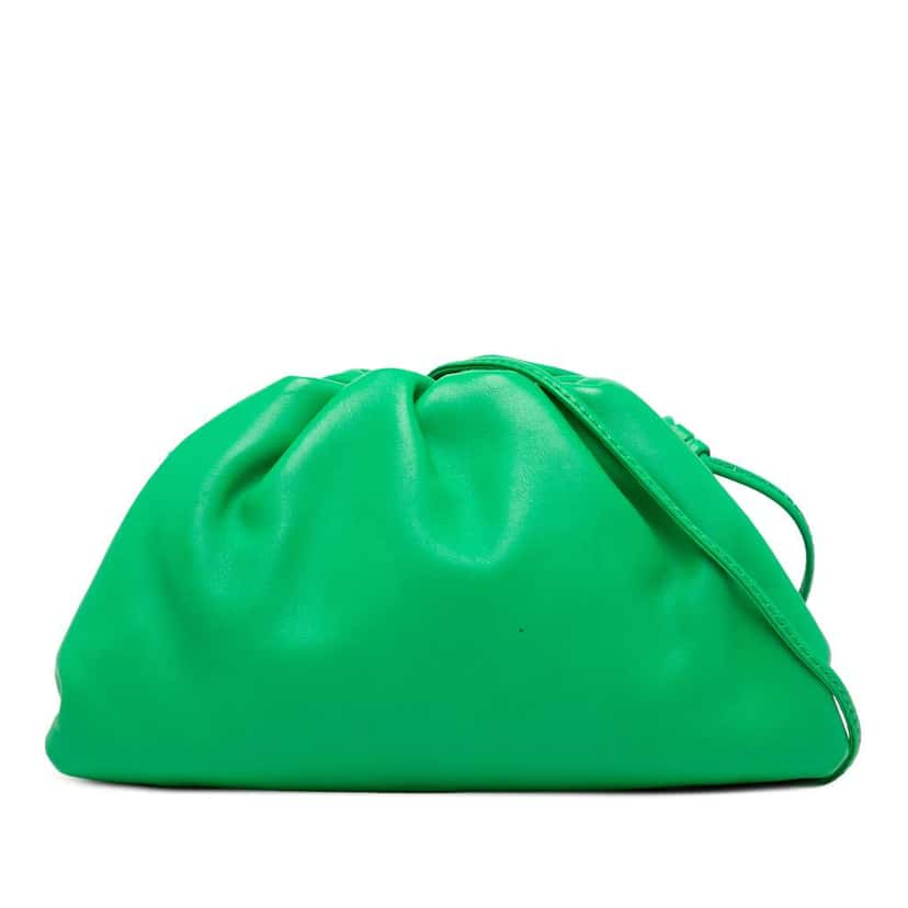 Bottega Veneta Lambskin The Mini Pouch Crossbody Green Leather Very good condition - Front View