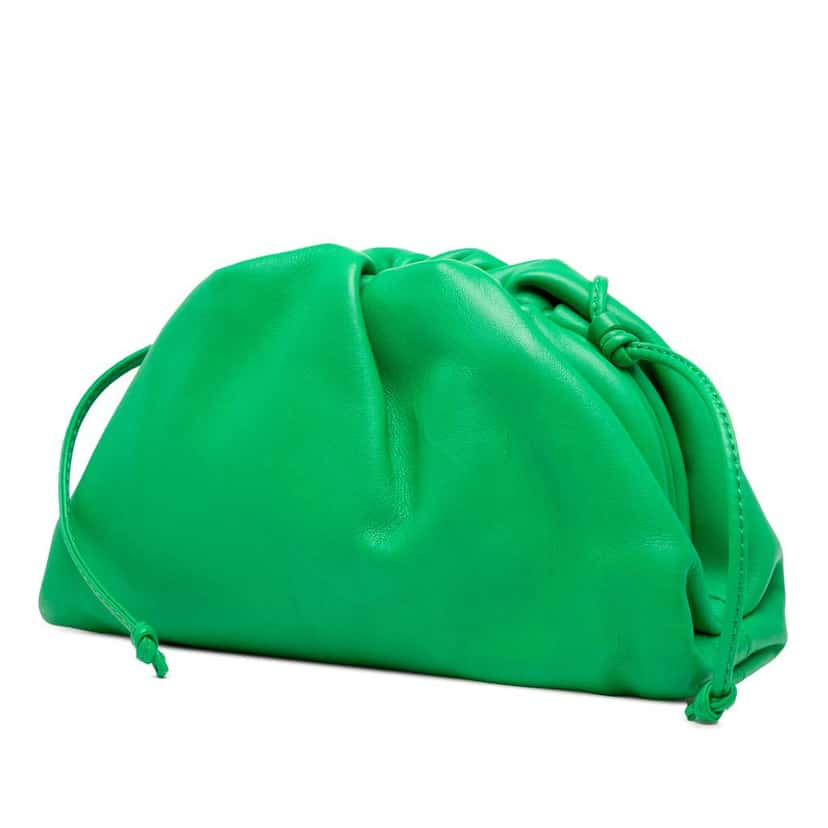 Bottega Veneta Lambskin The Mini Pouch Crossbody Green Leather Very good condition - Back View