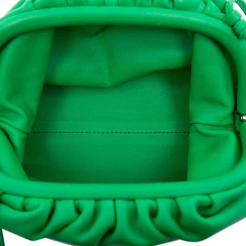 Bottega Veneta Lambskin The Mini Pouch Crossbody Green Leather Very good condition - Model View
