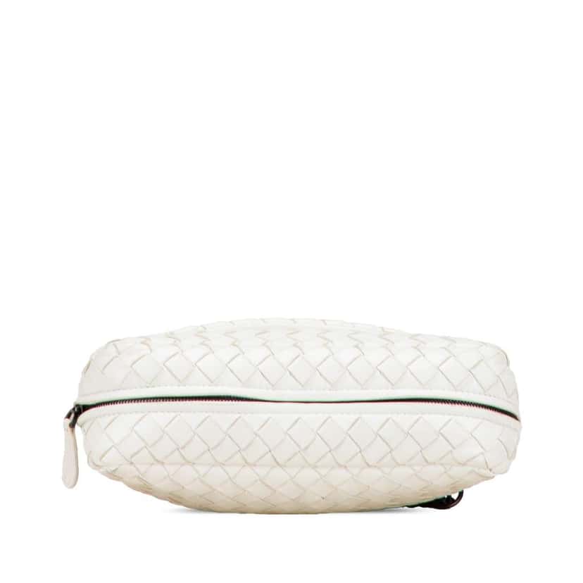 Bottega Veneta Mini Nappa Intrecciato Expandable Chain Flap Crossbody White Leather Good condition - Inside View