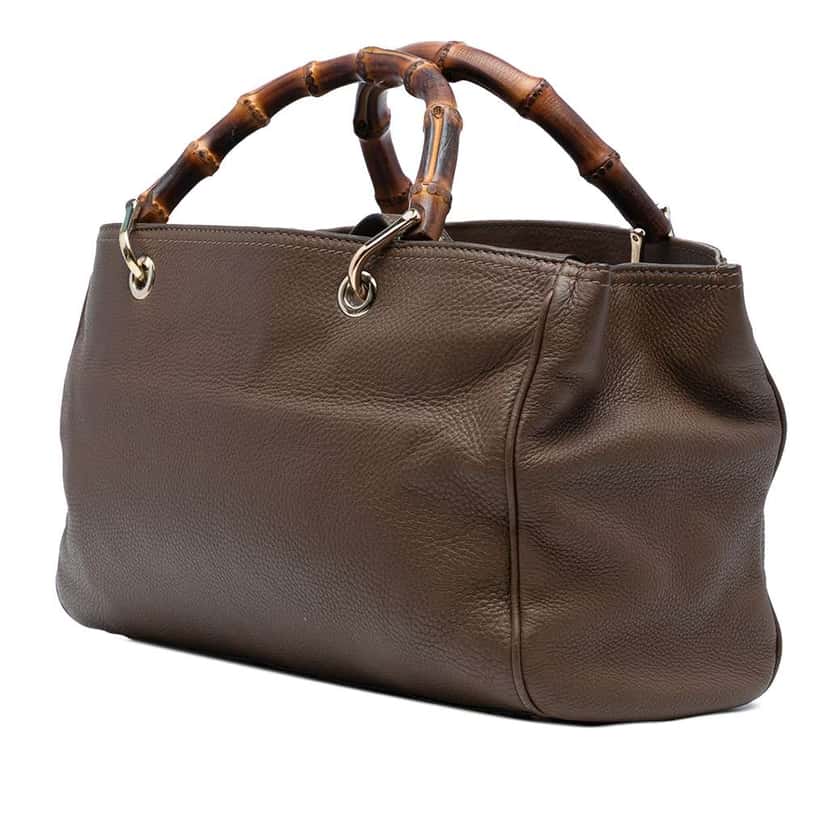 Gucci Medium Calfskin Bamboo Shopper Satchel Brown Leather Good condition - Back View