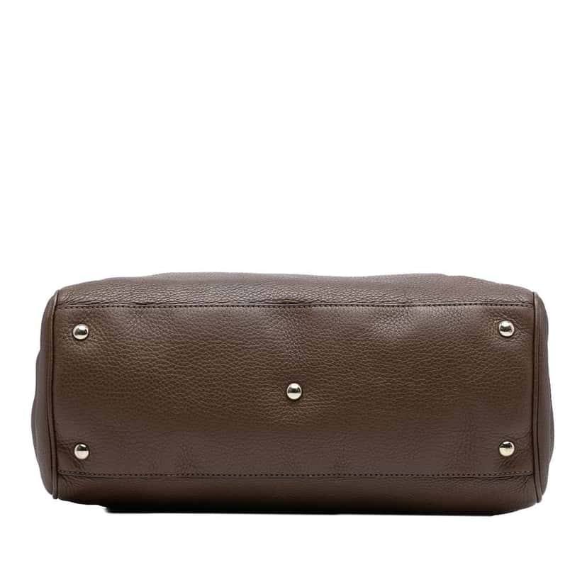 Gucci Medium Calfskin Bamboo Shopper Satchel Brown Leather Good condition - Inside View
