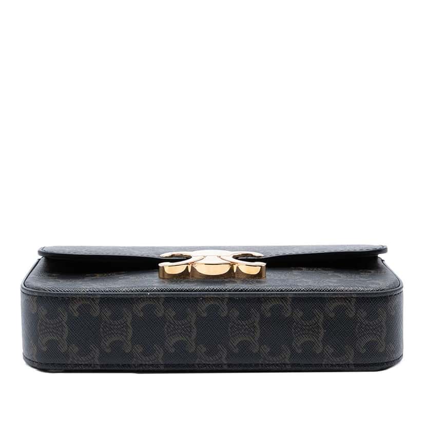 Celine Triomphe Coated Canvas Claude Chain Shoulder Bag Brown Canvas Good condition - Inside View