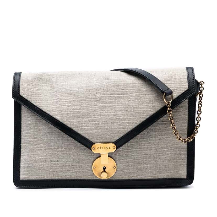 Celine Canvas and Calfskin Crossbody Brown Canvas Good condition - Front View