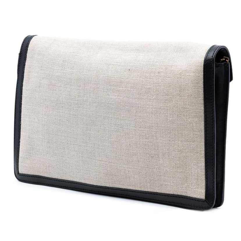 Celine Canvas and Calfskin Crossbody Brown Canvas Good condition - Back View