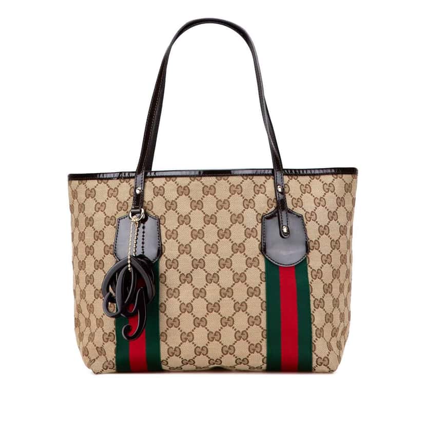 Gucci GG Canvas Web Jolie Tote Brown Canvas Good condition - Front View