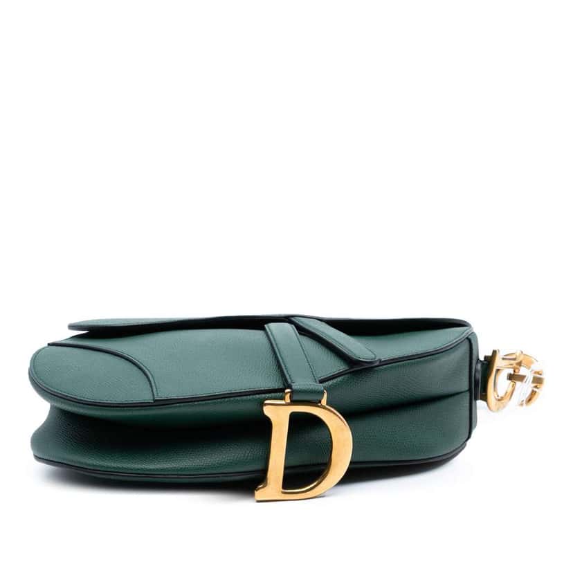 Dior Mini Grained Calfskin Saddle Bag Green Leather Good condition - Inside View