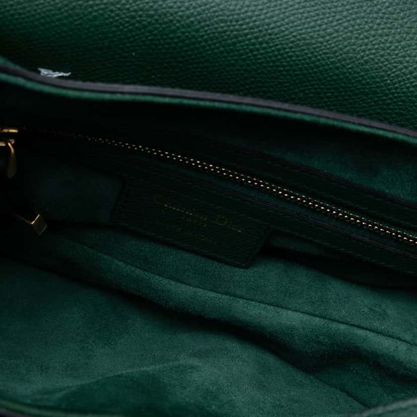 Dior Mini Grained Calfskin Saddle Bag Green Leather Good condition - Model View