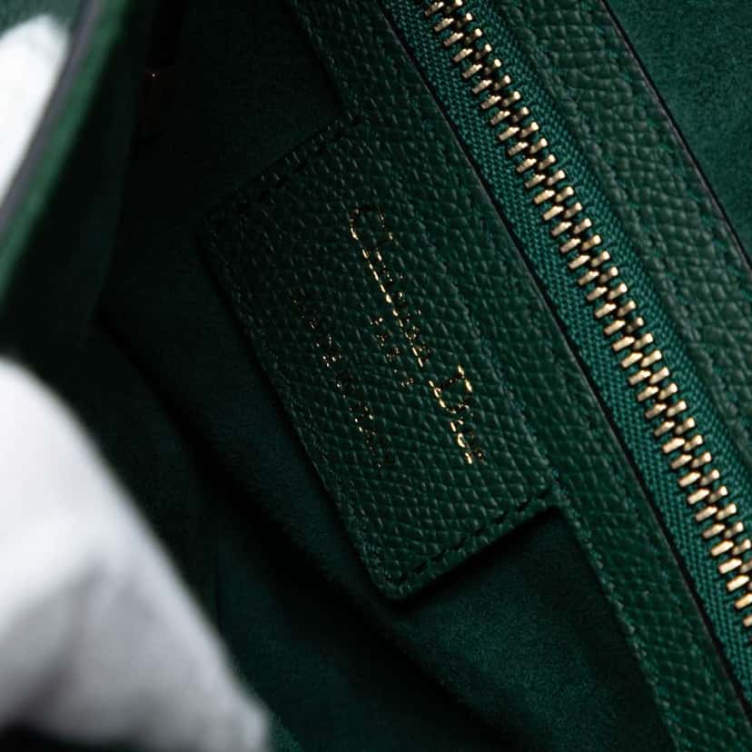 Dior Mini Grained Calfskin Saddle Bag Green Leather Good condition - Box View