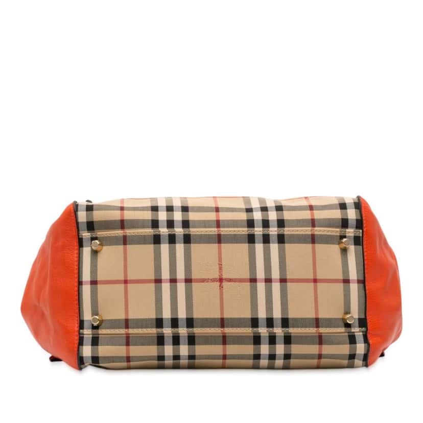 Burberry Small Haymarket Check Canvas and Leather Canterbury Tote Brown Canvas Good condition - Inside View