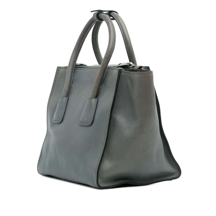 Prada Glace Calf Twin Pocket Satchel Grey Leather Good condition - Back View