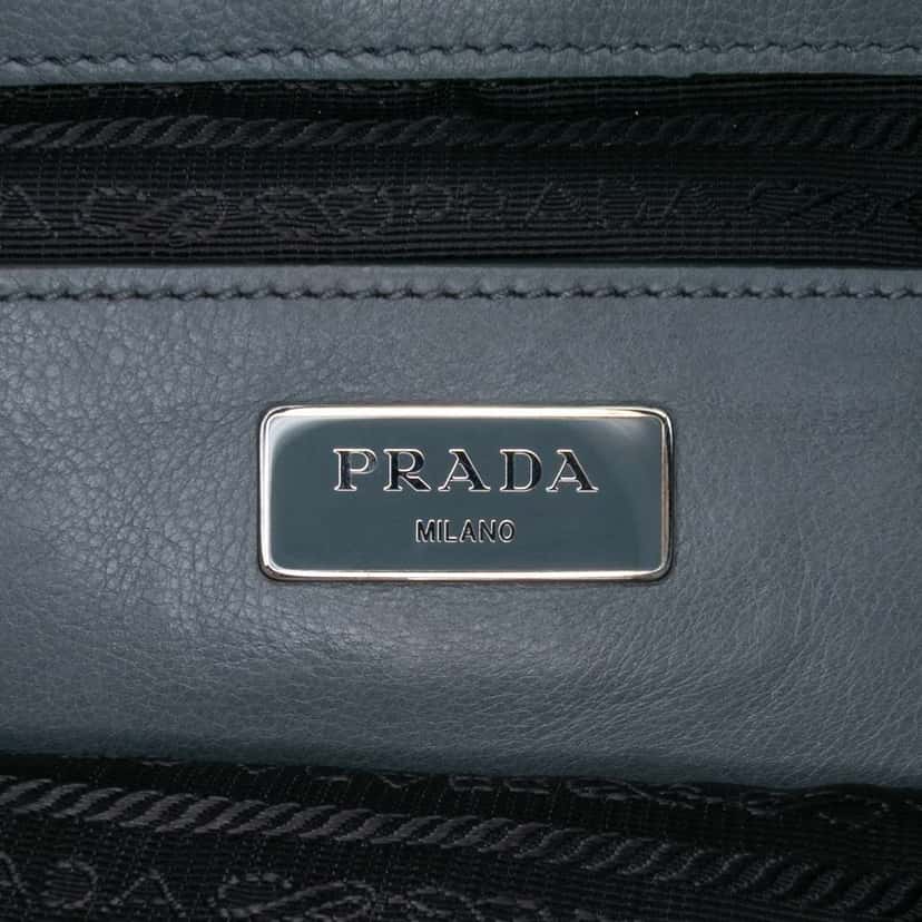 Prada Glace Calf Twin Pocket Satchel Grey Leather Good condition - Box View