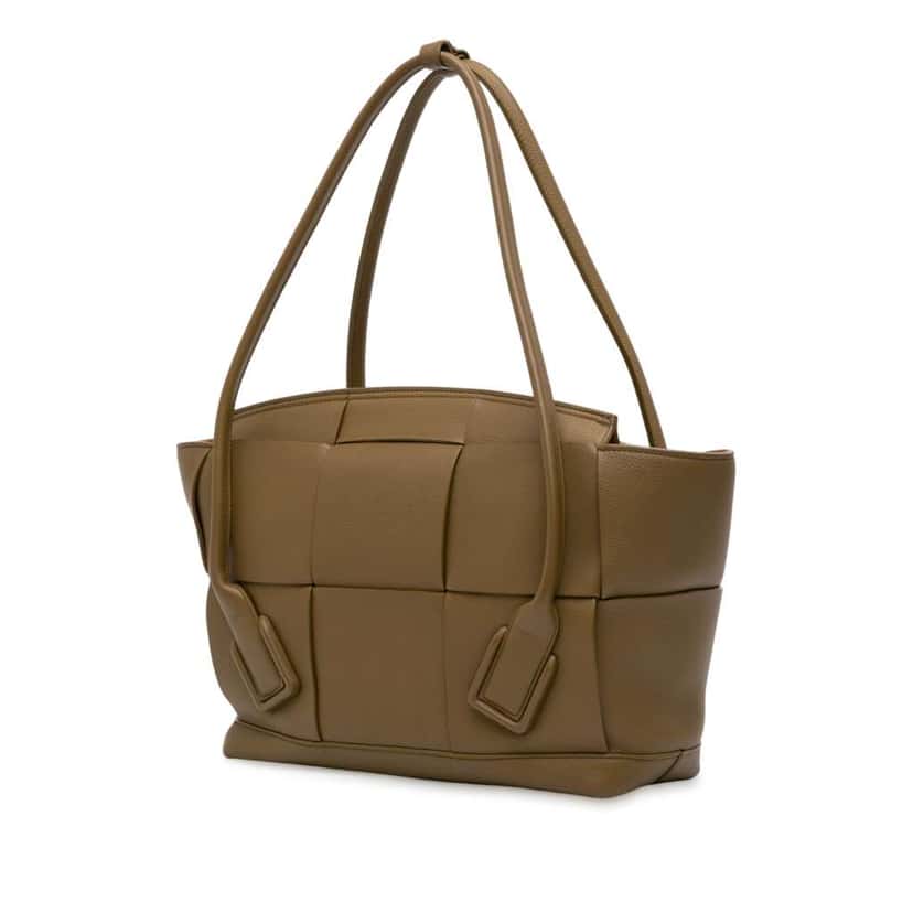 Bottega Veneta Medium Grained Calfskin Maxi Intrecciato Arco Bag Brown Leather Good condition - Back View