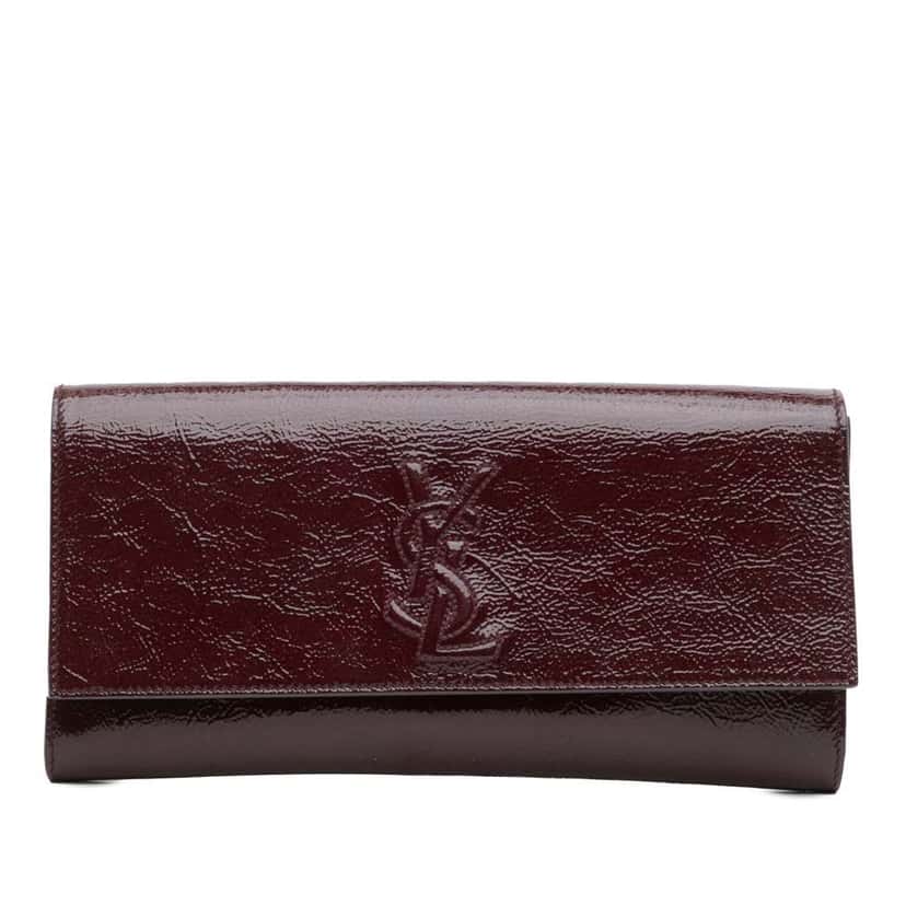 Saint Laurent Small Textured Patent Belle De Jour Clutch Red Leather Good condition - Front View