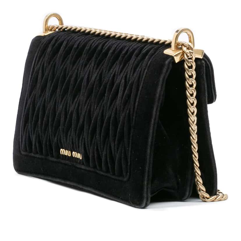 Miu Miu Velluto Matelasse Confidential Chain Crossbody Black Velvet Good condition - Back View